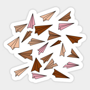 Earthy colors doodle of paper planes pattern Sticker